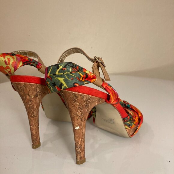 Style & Co. Vibrant Floral Print Knot Open Toe Heels - Size 5.5 - Picture 2 of 11